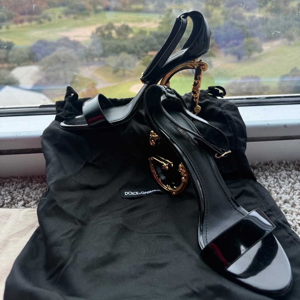 Dolce & Gabbana Barocco-Heel Sandals | Size